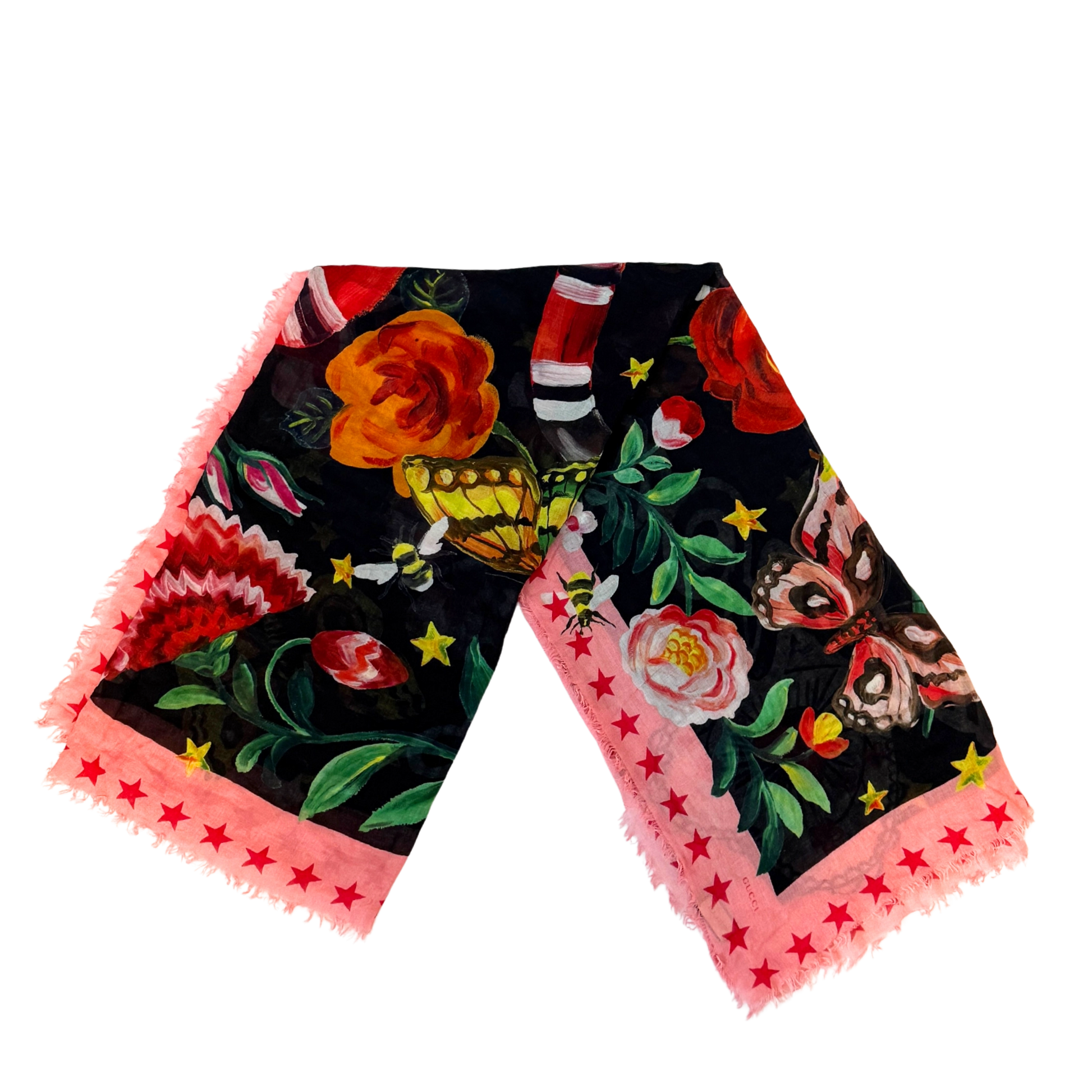 Gucci Tuch Stola Blind by Love Schwarz Rosa / gut Gucci