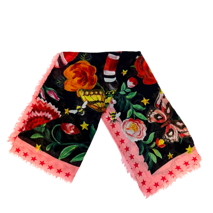 Gucci Tuch Stola Blind by Love Schwarz Rosa / gut Gucci