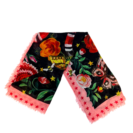 Gucci Tuch Stola Blind by Love Schwarz Rosa / gut Gucci