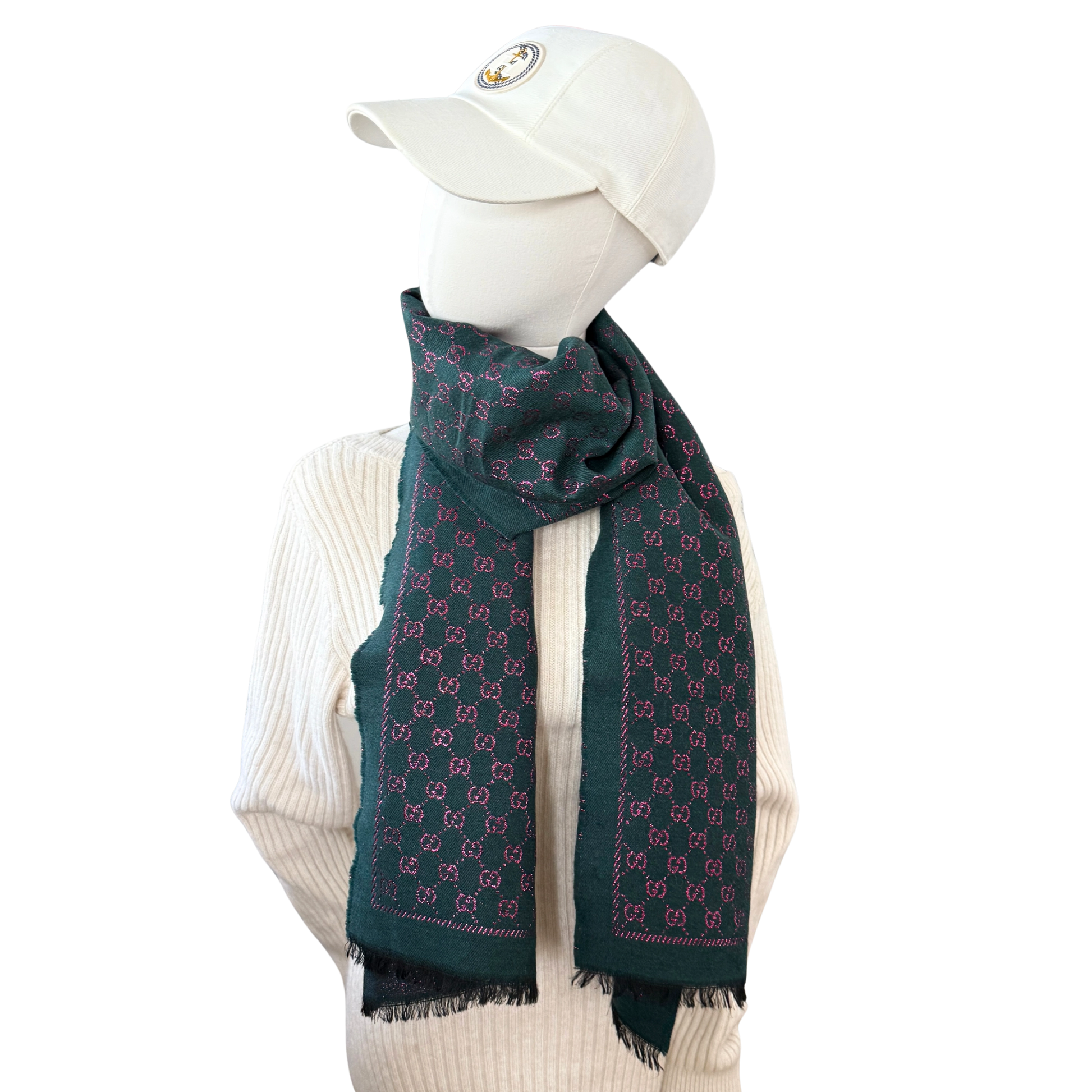 Gucci Schal aus Wolle Dunkelgrün / neuwertig Gucci
