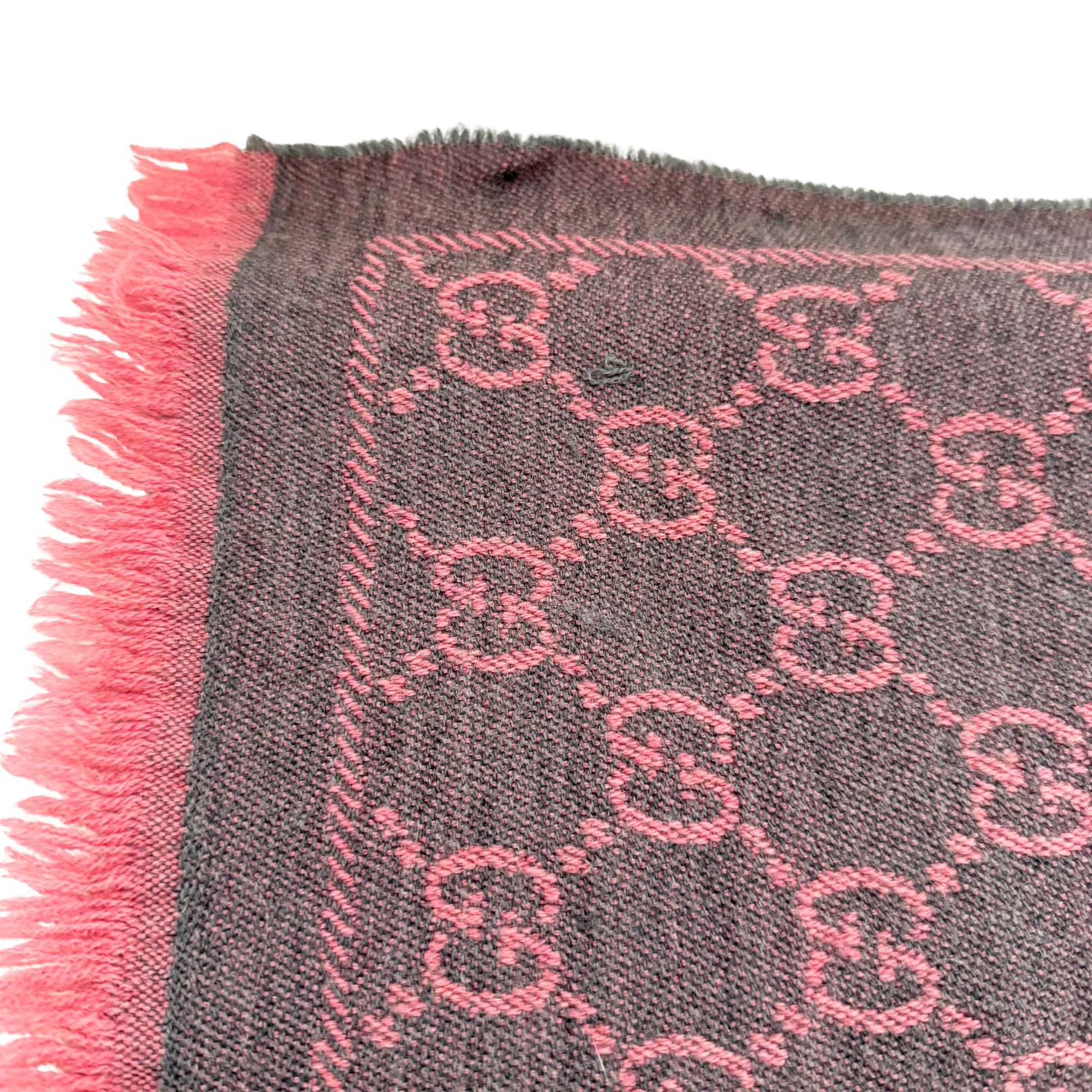 Gucci GG Schal aus Wolle Rosa Grau / sehr gut Gucci