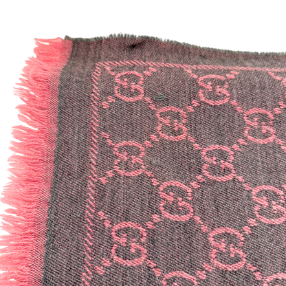 Gucci GG Schal aus Wolle Rosa Grau / sehr gut Gucci