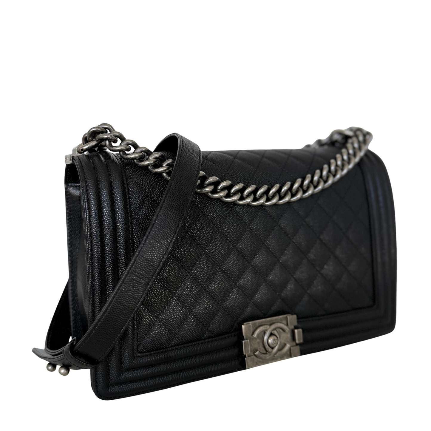 Chanel Boy Medium Kaviarleder Schwarz Fullset / neuwertig Chanel