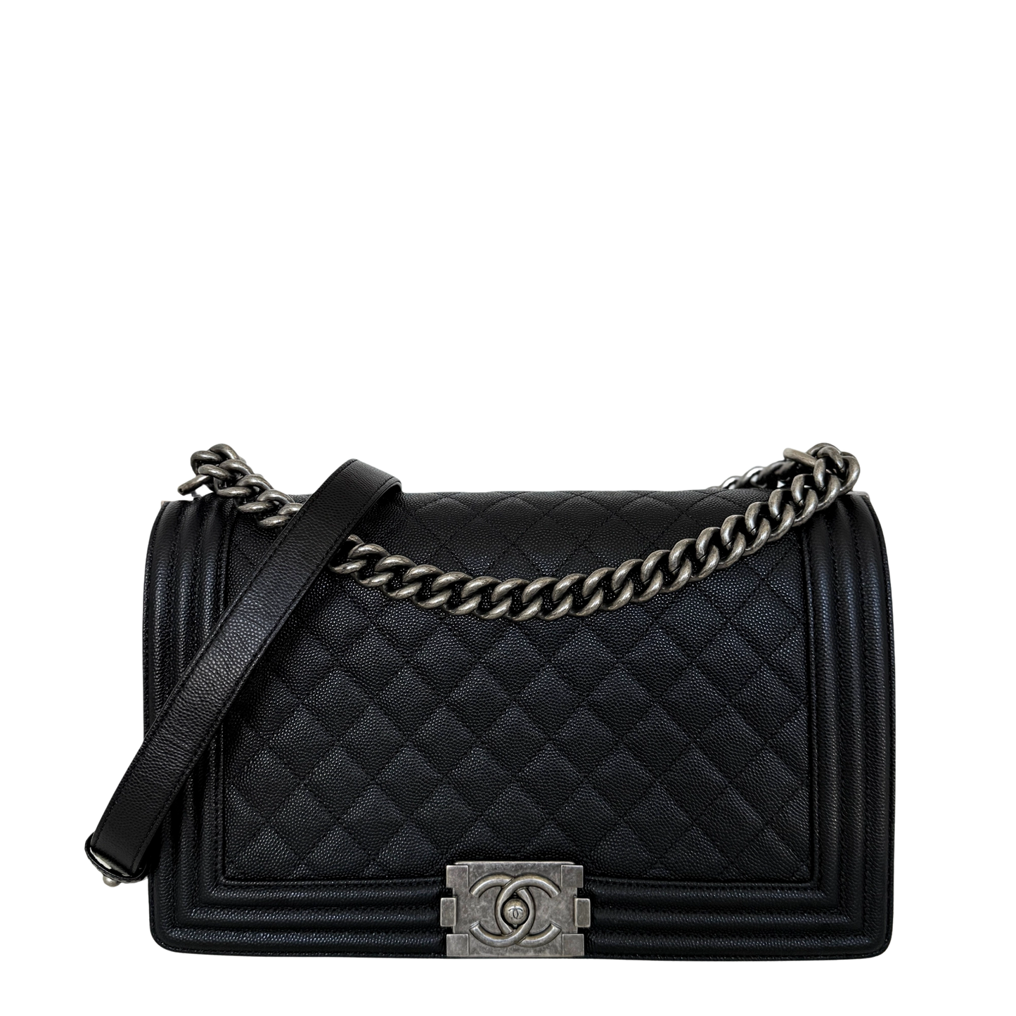 Chanel Boy Medium Kaviarleder Schwarz Fullset / neuwertig Chanel