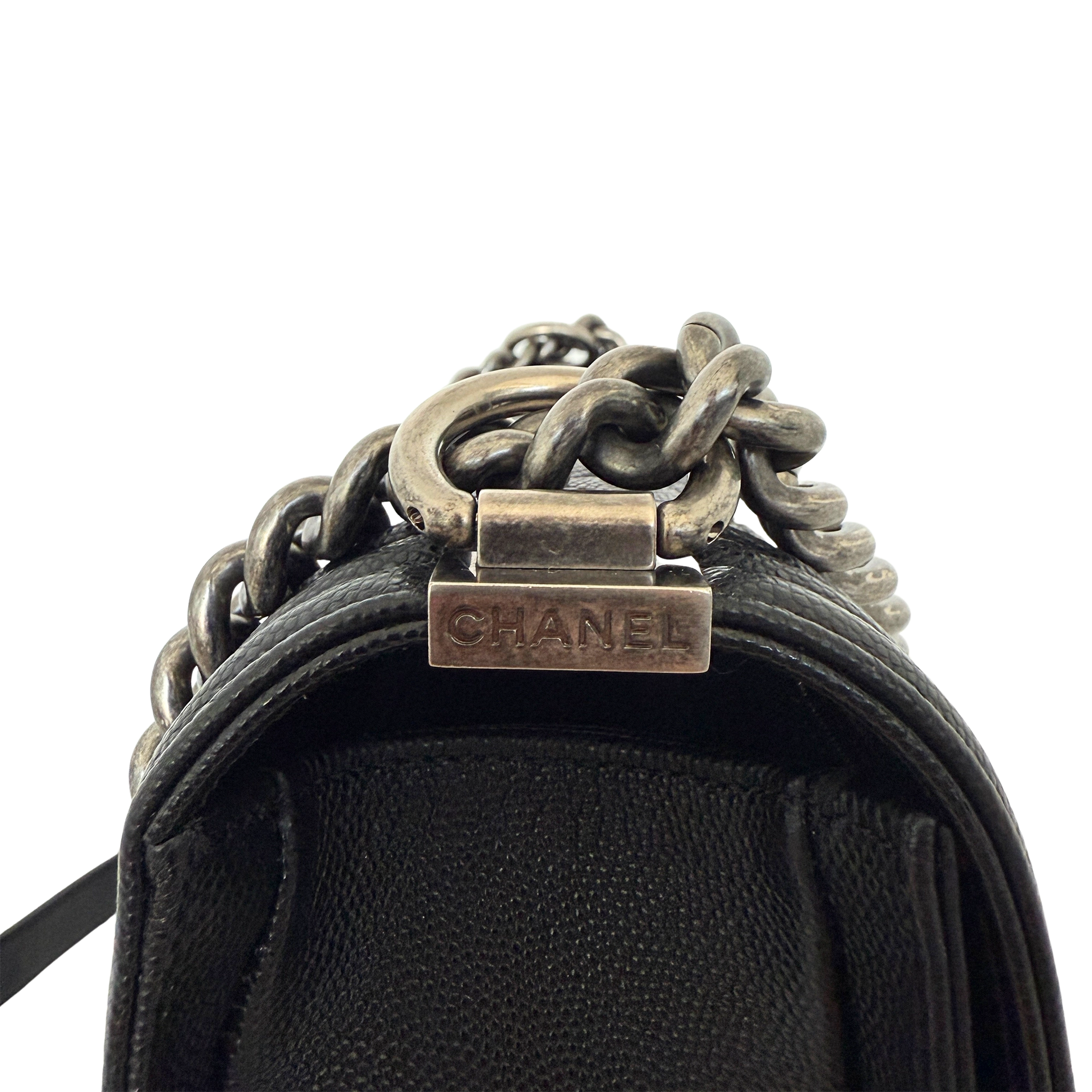 Chanel Boy Medium Kaviarleder Schwarz Fullset / neuwertig Chanel