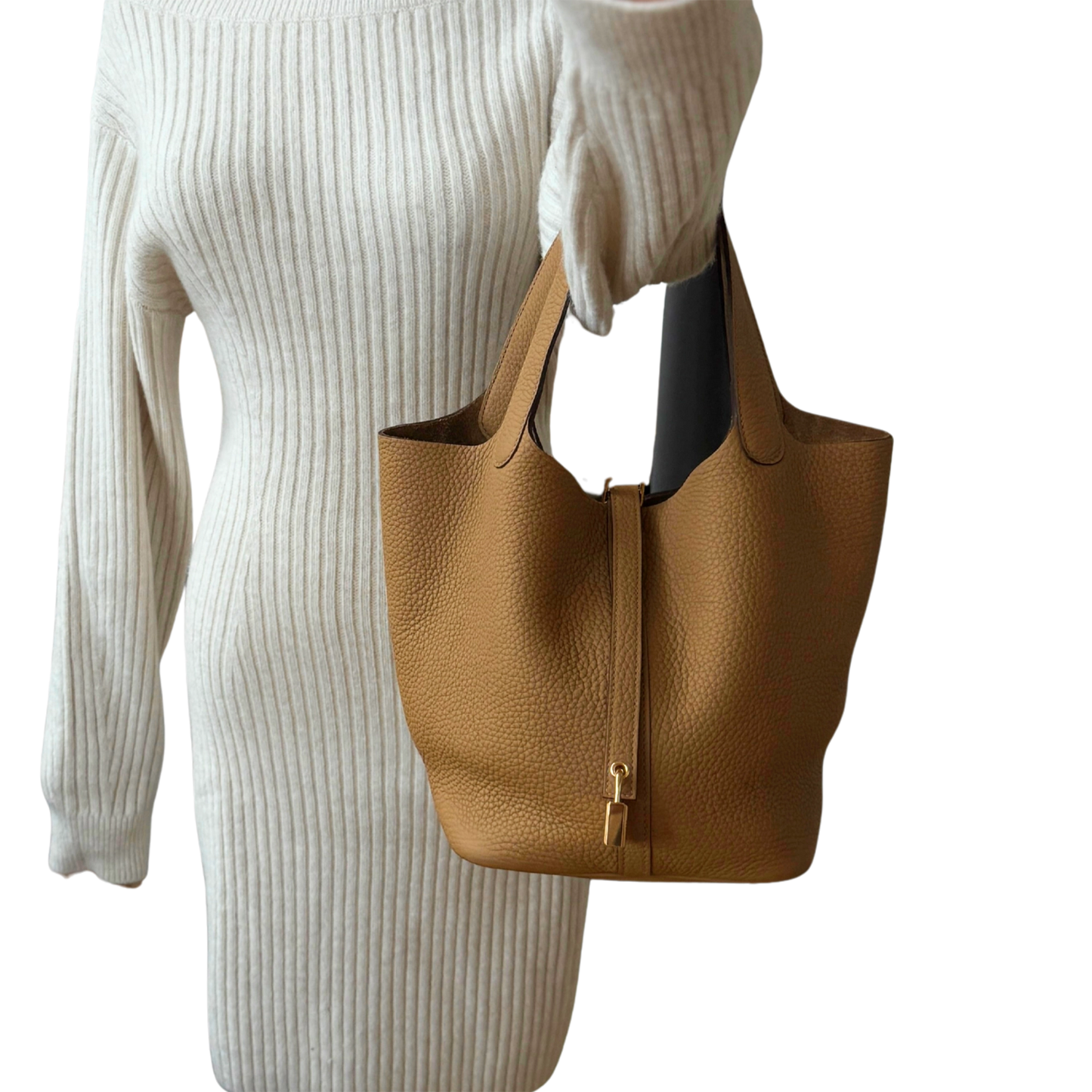 Hermès Picotin Lock 22 Taurillon Clemence RIAA40 H060991CC 4B Biscuit / neuwertig Hermès