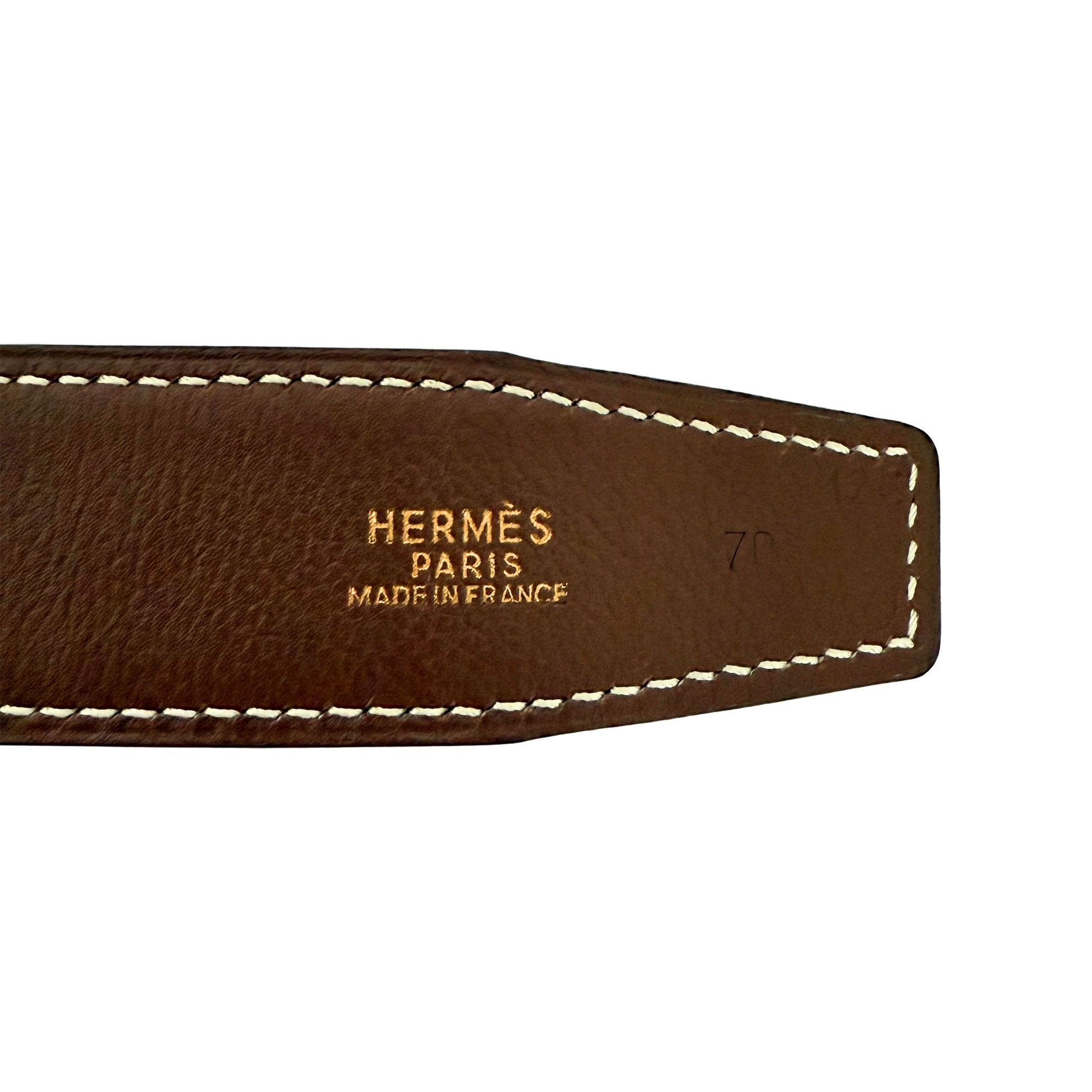 Hermès Gürtelschließe H und Wendbarer Gürtelriemen Braun Schwarz 70cm / sehr gut Hermès
