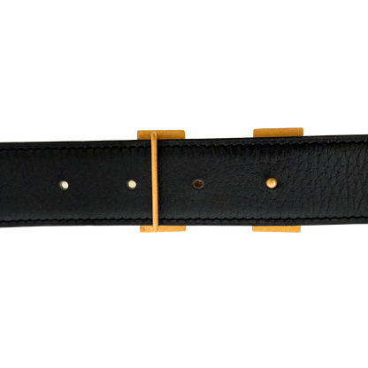Hermès Gürtelschließe H und Wendbarer Gürtelriemen Braun Schwarz 70cm / sehr gut Hermès
