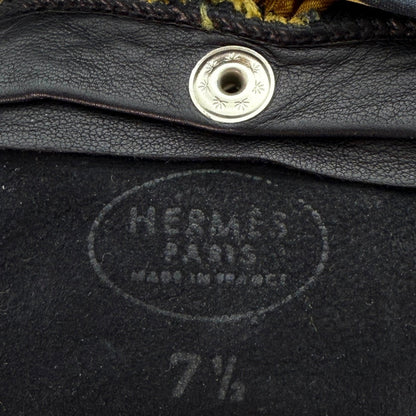 Hermès Lederhandschuhe mit Seidensaum Schwarz / neuwertig Hermès