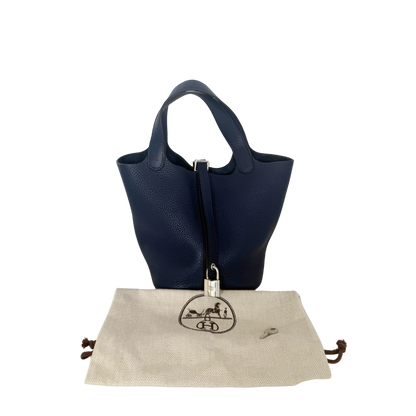 Hermès Picotin 18 Taurillon Clemence Marineblau Palladium Hardware / neuwertig Hermès