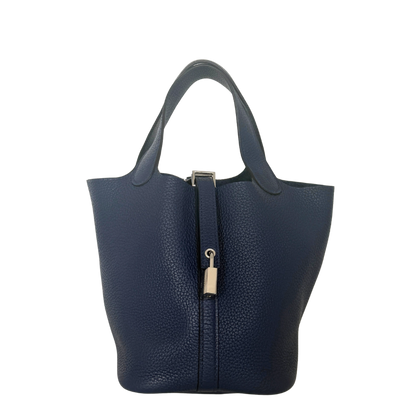 Hermès Picotin 18 Taurillon Clemence Marineblau Palladium Hardware / neuwertig Hermès