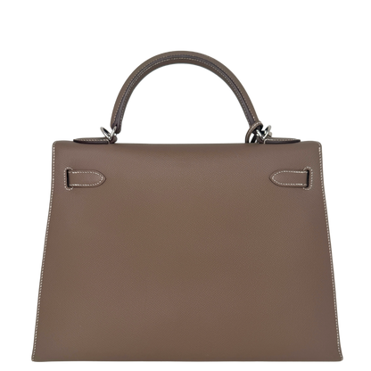 Hemès Kelly Bag 32 Sellier Epsom Leder Etoupe / sehr gut Hermès