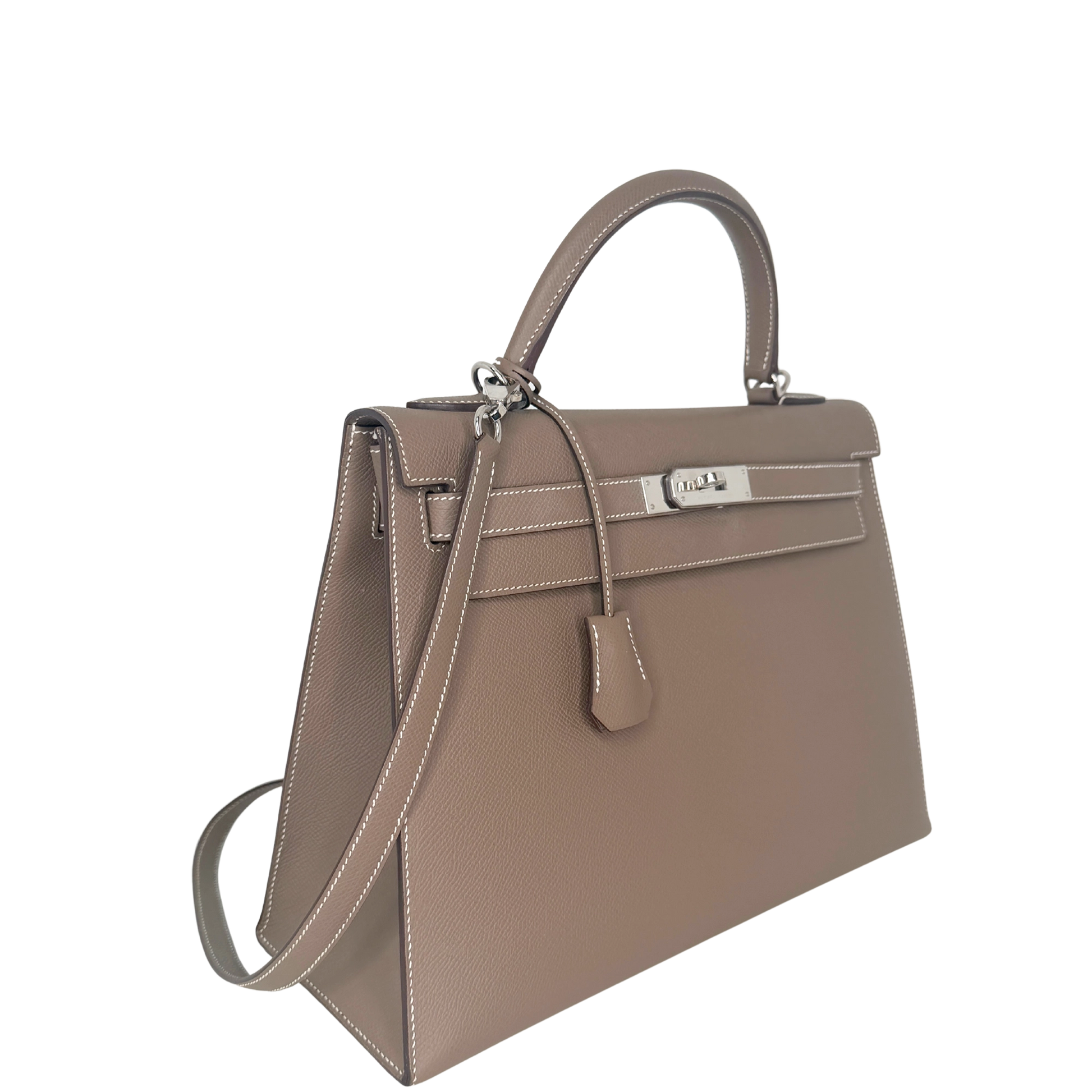 Hemès Kelly Bag 32 Sellier Epsom Leder Etoupe / sehr gut Hermès