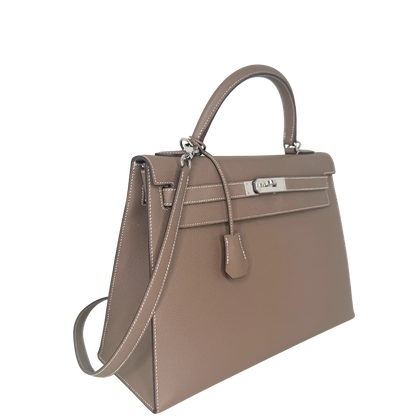 Hemès Kelly Bag 32 Sellier Epsom Leder Etoupe / sehr gut Hermès