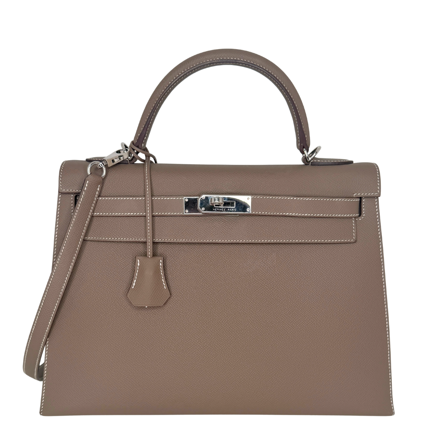 Hemès Kelly Bag 32 Sellier Epsom Leder Etoupe / sehr gut Hermès