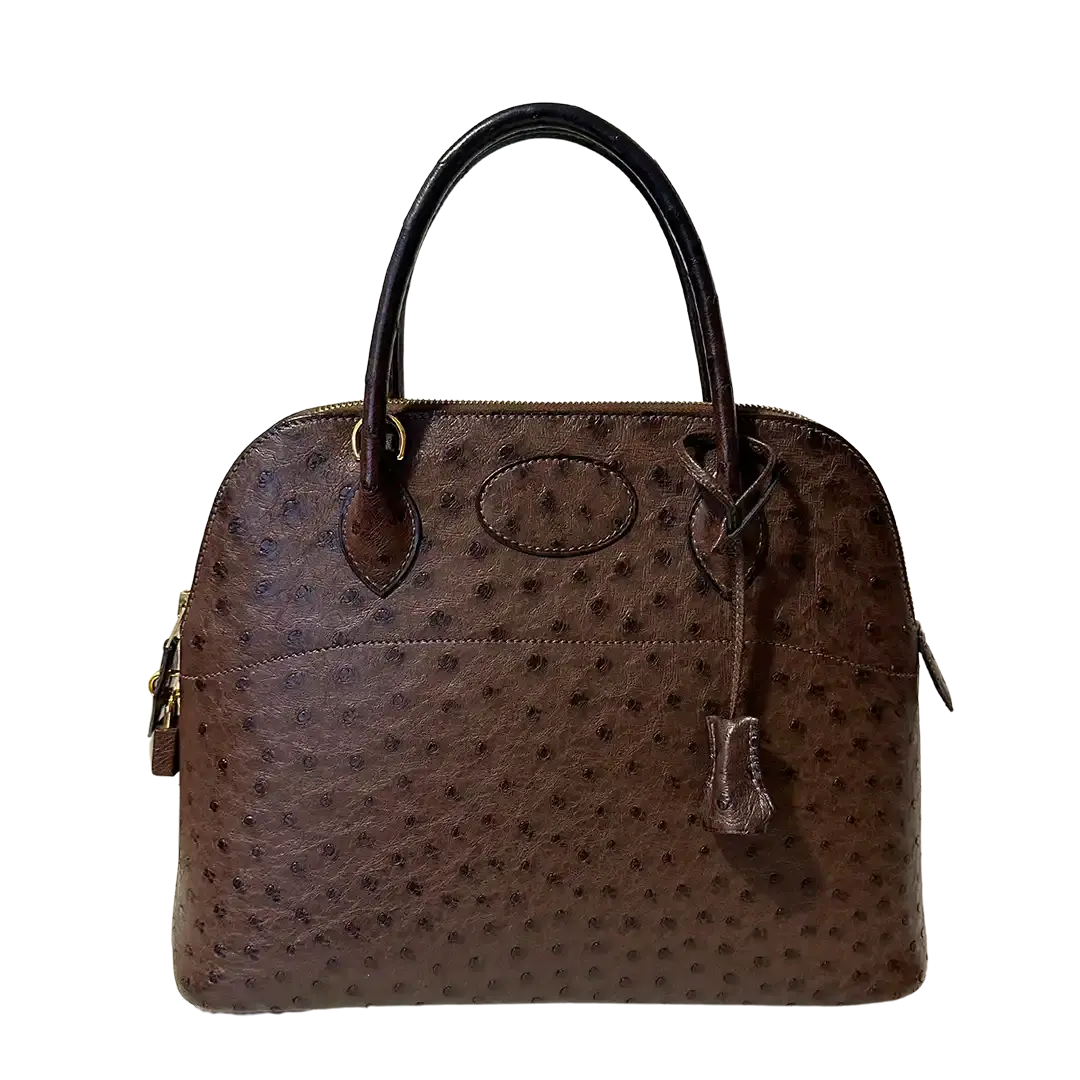 Hermès Bolide 31 Straußenleder braun / sehr gut Hermès