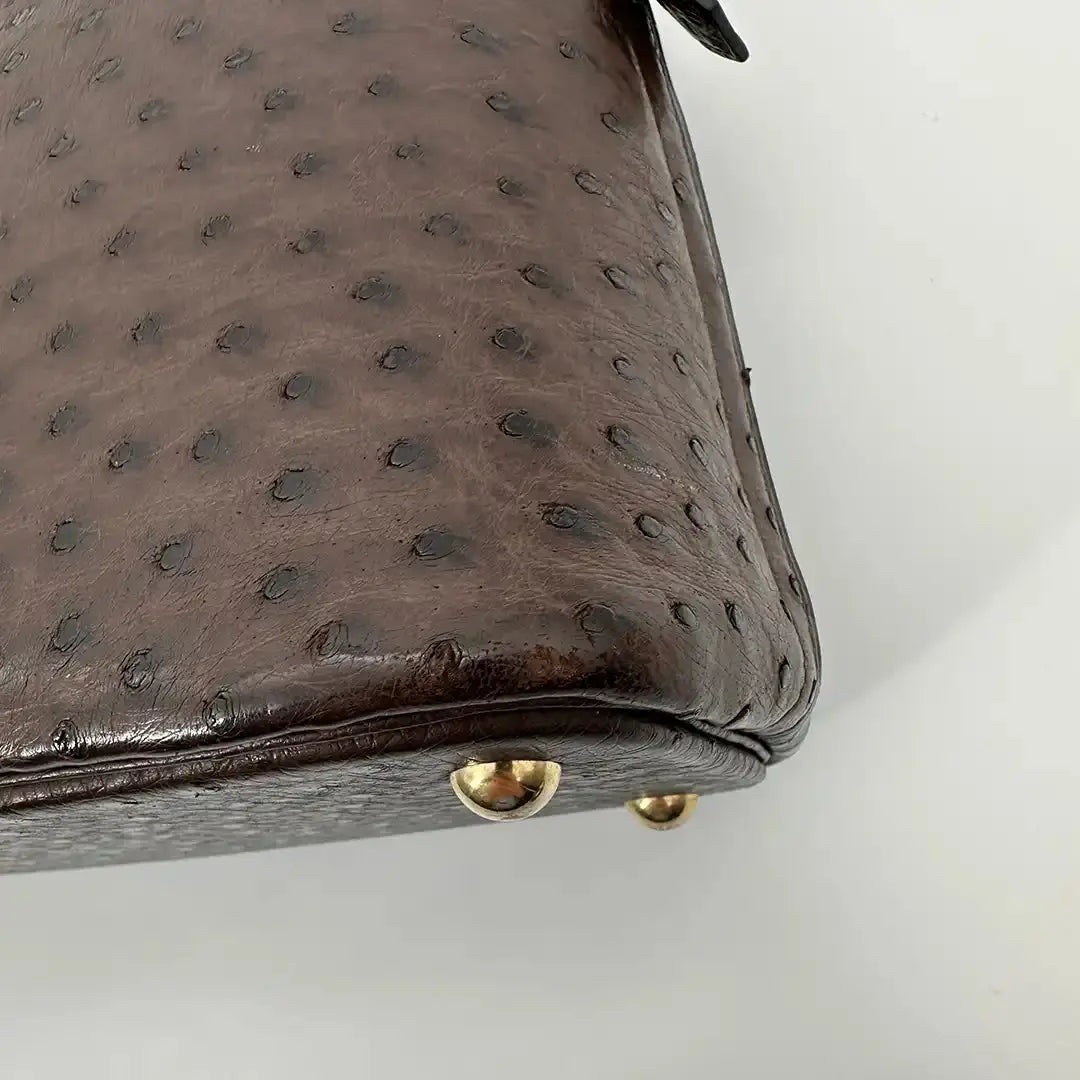 Hermès Bolide 31 Straußenleder braun / sehr gut Hermès