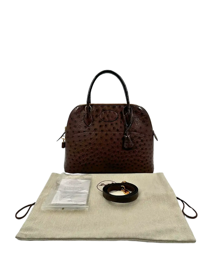 Hermès Bolide 31 Straußenleder braun / sehr gut Hermès
