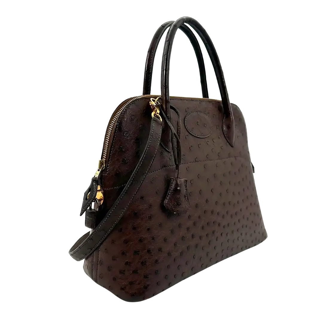 Hermès Bolide 31 Straußenleder braun / sehr gut Hermès