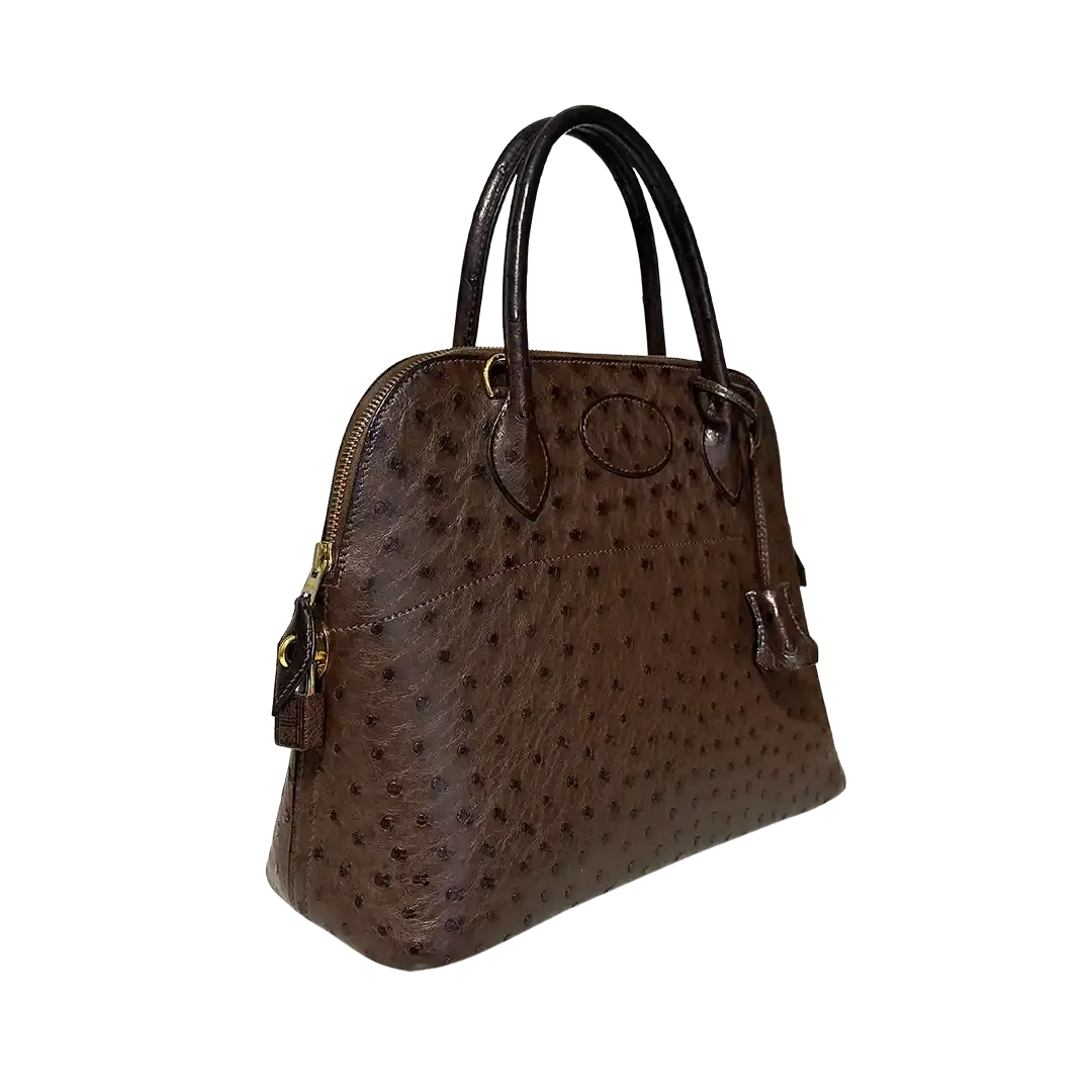 Hermès Bolide 31 Straußenleder braun / sehr gut Hermès
