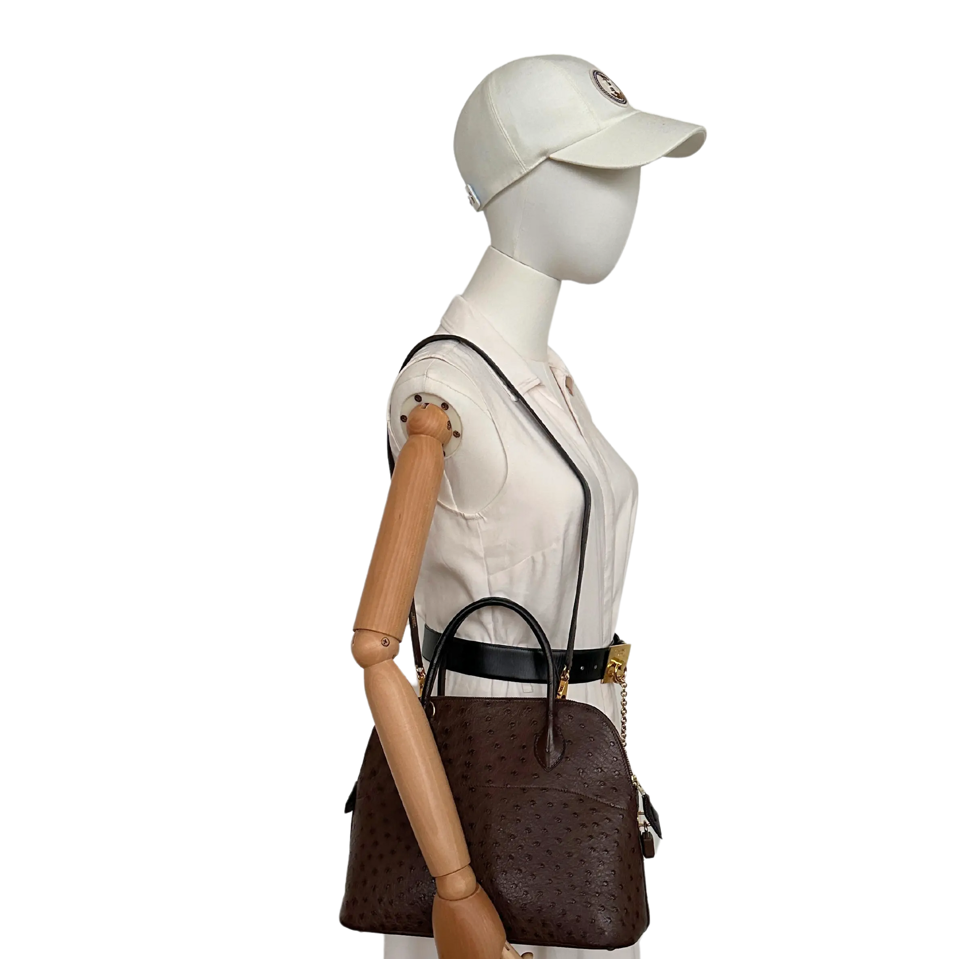 Hermès Bolide 31 Straußenleder braun / sehr gut Hermès
