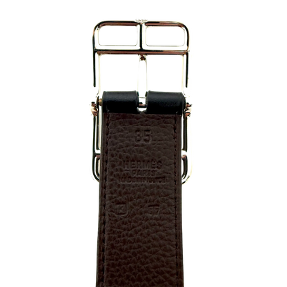 Hermès Cape Cod Wendegürtel Schwarz/Dunkelbraun / gut Hermès