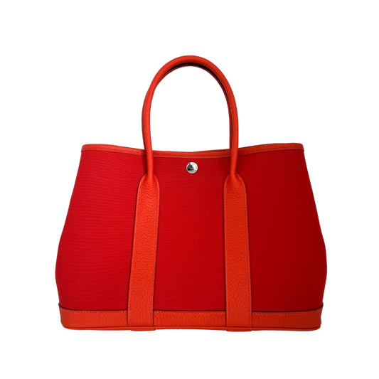 Hermès Garden Party 30 Verso, orange mécano / Cuivre / capucine 2023 Fullset / ungetragen Hermès