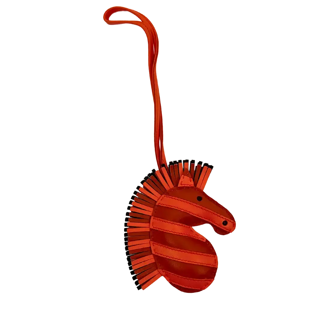 Hermès Geegee Savannah Taschenanhänger Cornaline / Orange Poppy / Rouge Sellier /  ungetragen Hermès