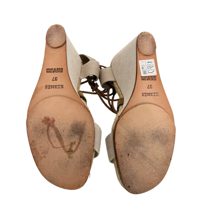 Hermès Keilsandalen mit Schnürung  beige Größe 37 / sehr gut Hermès
