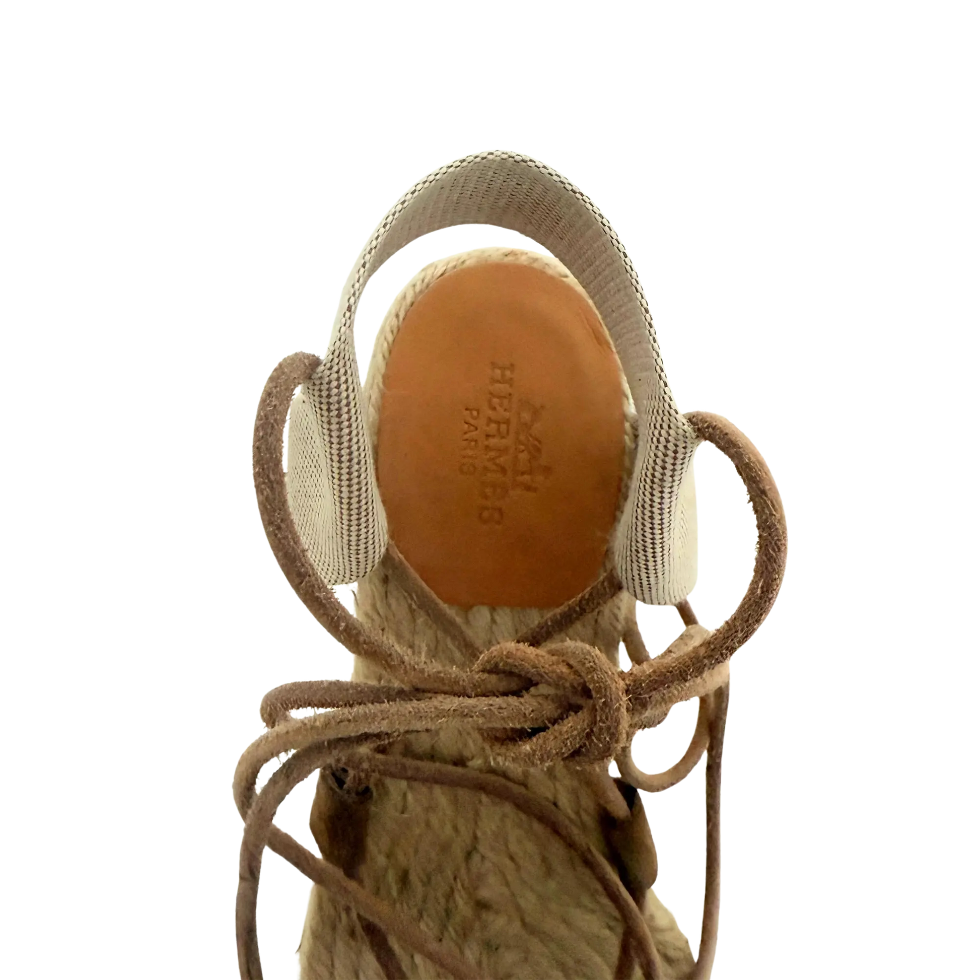 Hermès Keilsandalen mit Schnürung  beige Größe 37 / sehr gut Hermès