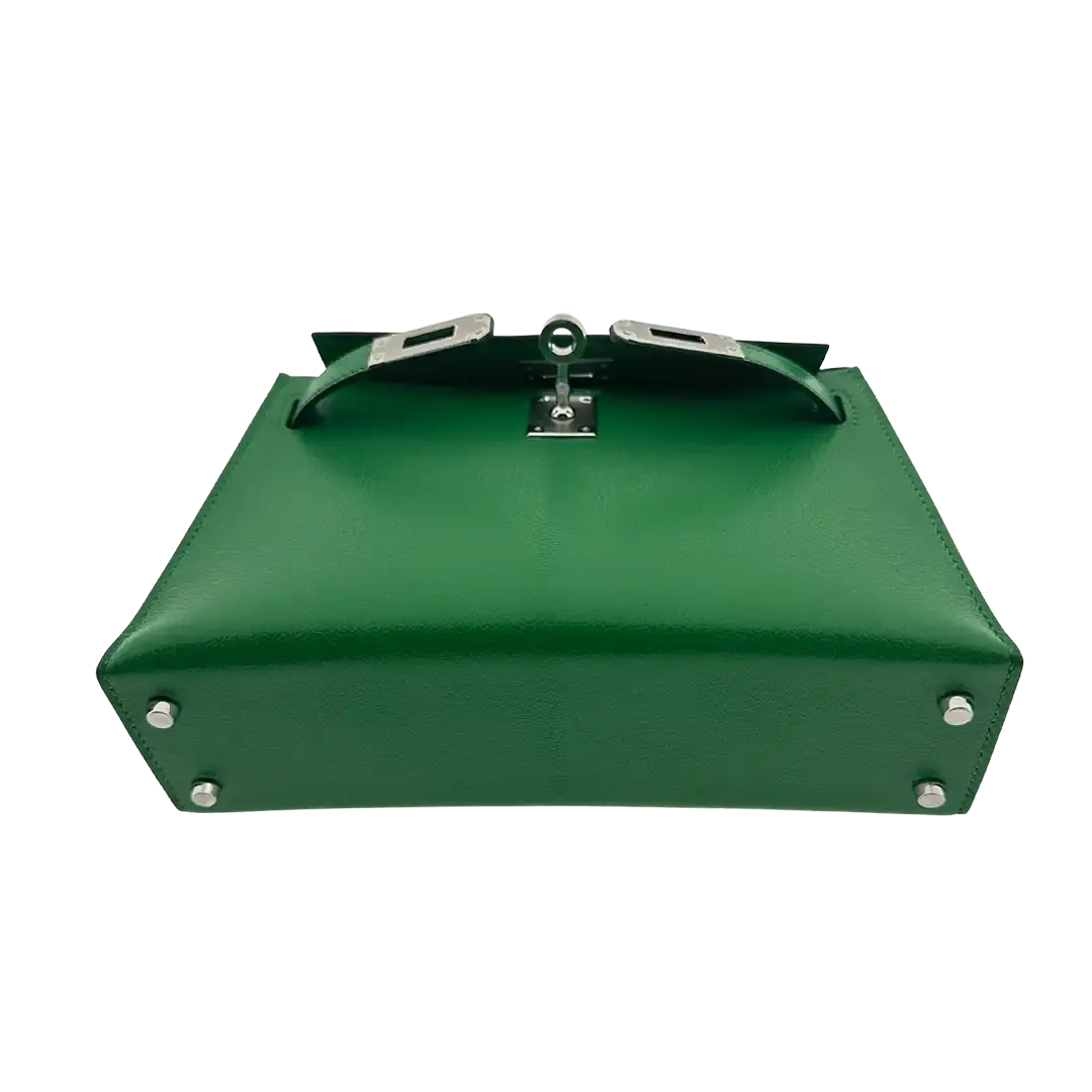 Hermès Mini Kelly II 20 Sellier Chevre Chamkila 1k Bambou (grün) Paladium Fullset / ungetragen Hermès