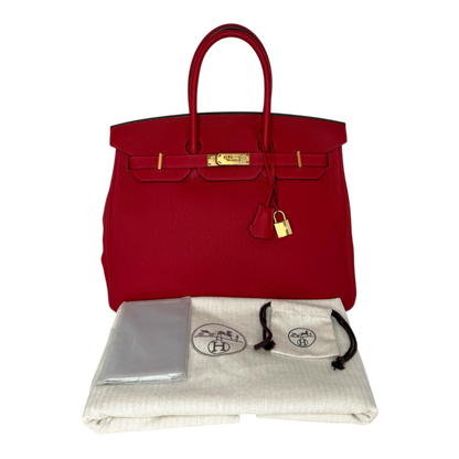 Hermès Birkin Bag 35 Togo Leder Rouge Vif goldene Hardware 2020 Hermès