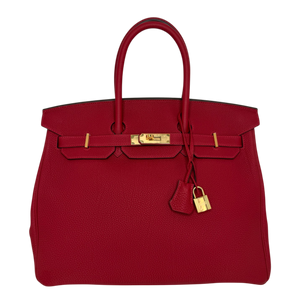 Hermès Birkin Bag 35 Togo Leder Rouge Vif goldene Hardware 2020