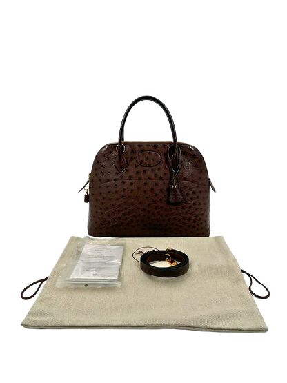 Hermès Bolide 31 Straußenleder braun / sehr gut Hermès