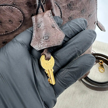 Hermès Bolide 31 Straußenleder braun / sehr gut Hermès