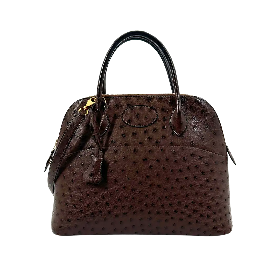 Hermès Bolide 31 Straußenleder braun / sehr gut Hermès