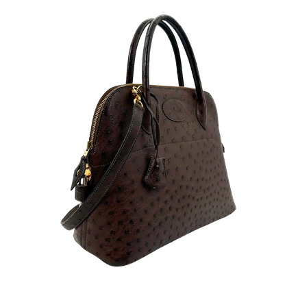 Hermès Bolide 31 Straußenleder braun / sehr gut Hermès