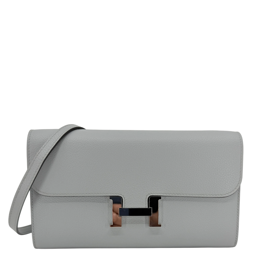 Hermès Constance To Go Wallet Evercolor Bleu Glacier Palladium