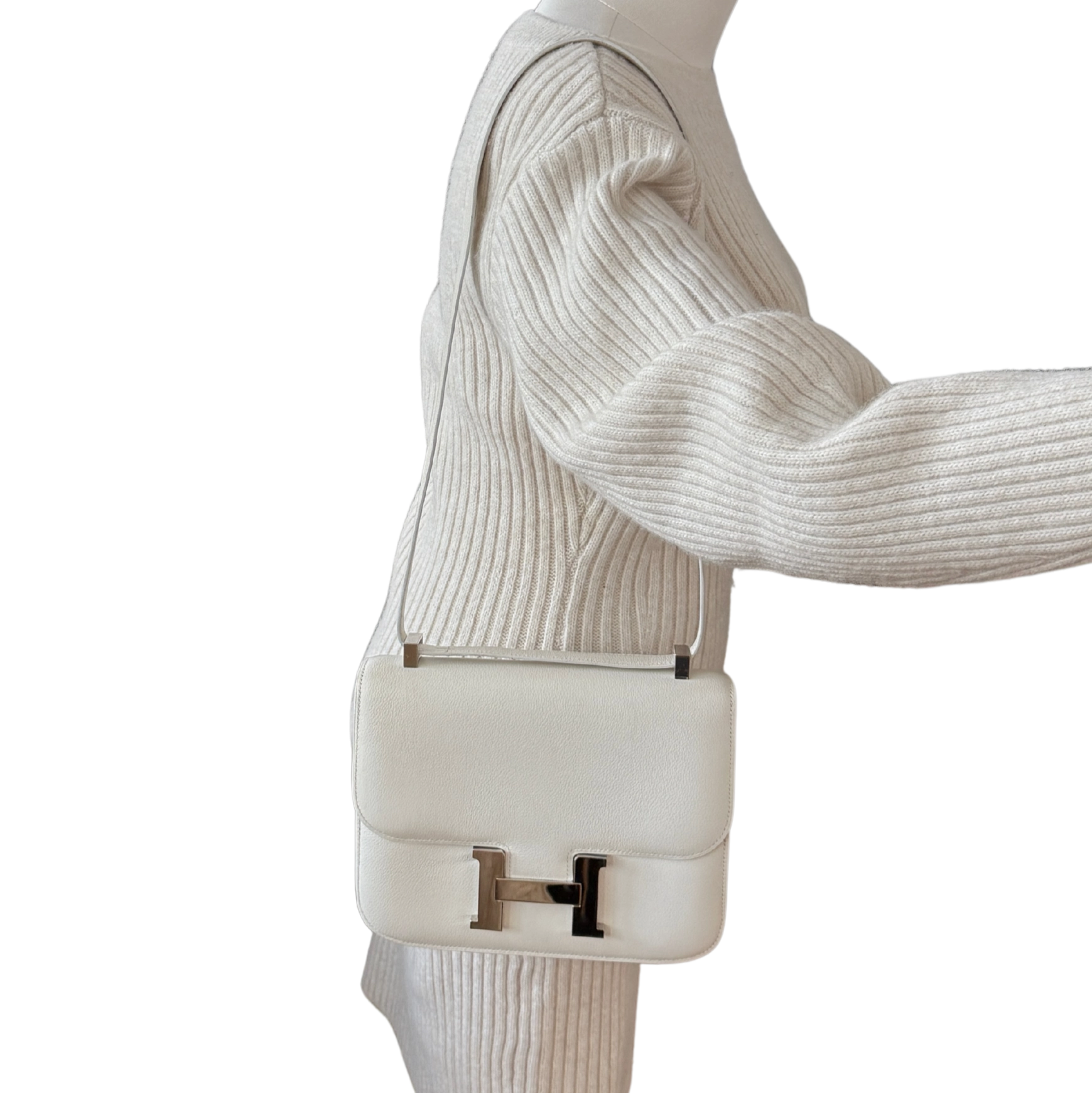 Hermès Constance 24 Vintage Evercolor Leder Weiß / gut Hermès