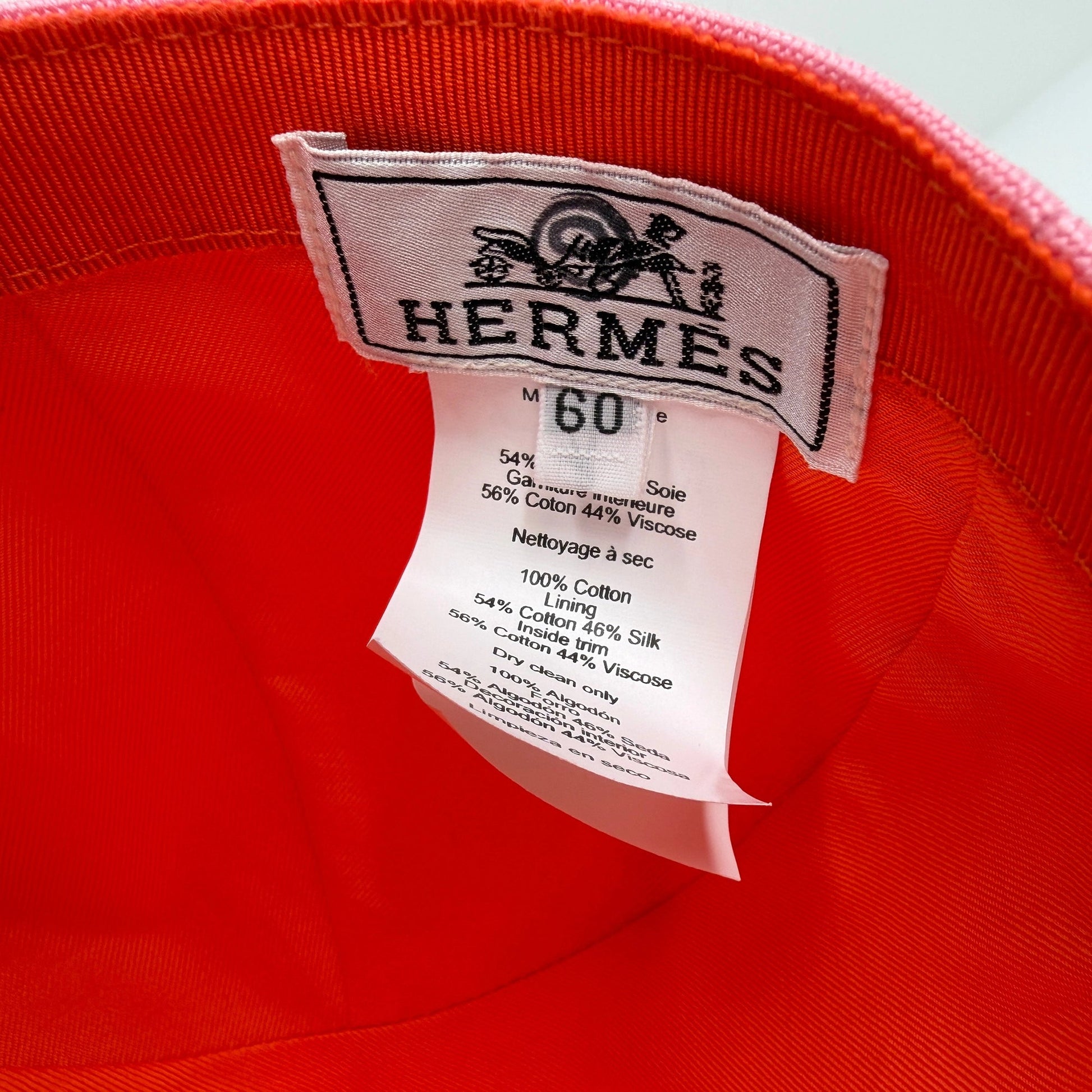 Hermès Davis Sunshine Hat Größe 60 rosa Hermès