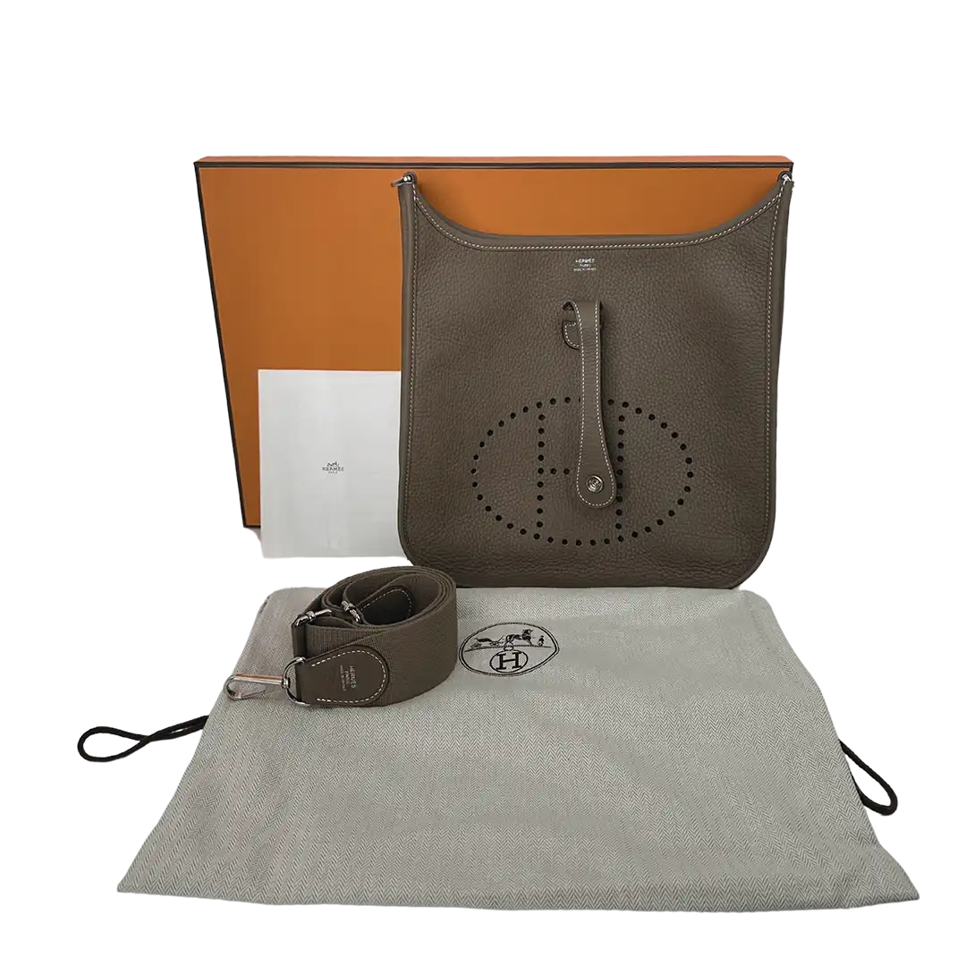 Hermes Evelyne III 29 Etoupe Taurillon Clemence Palladium Fullset 2015 neuwertig