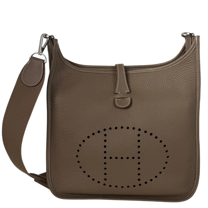 Hermès Evelyne III 29 PM Taurillon Clémence Étoupe Palladium