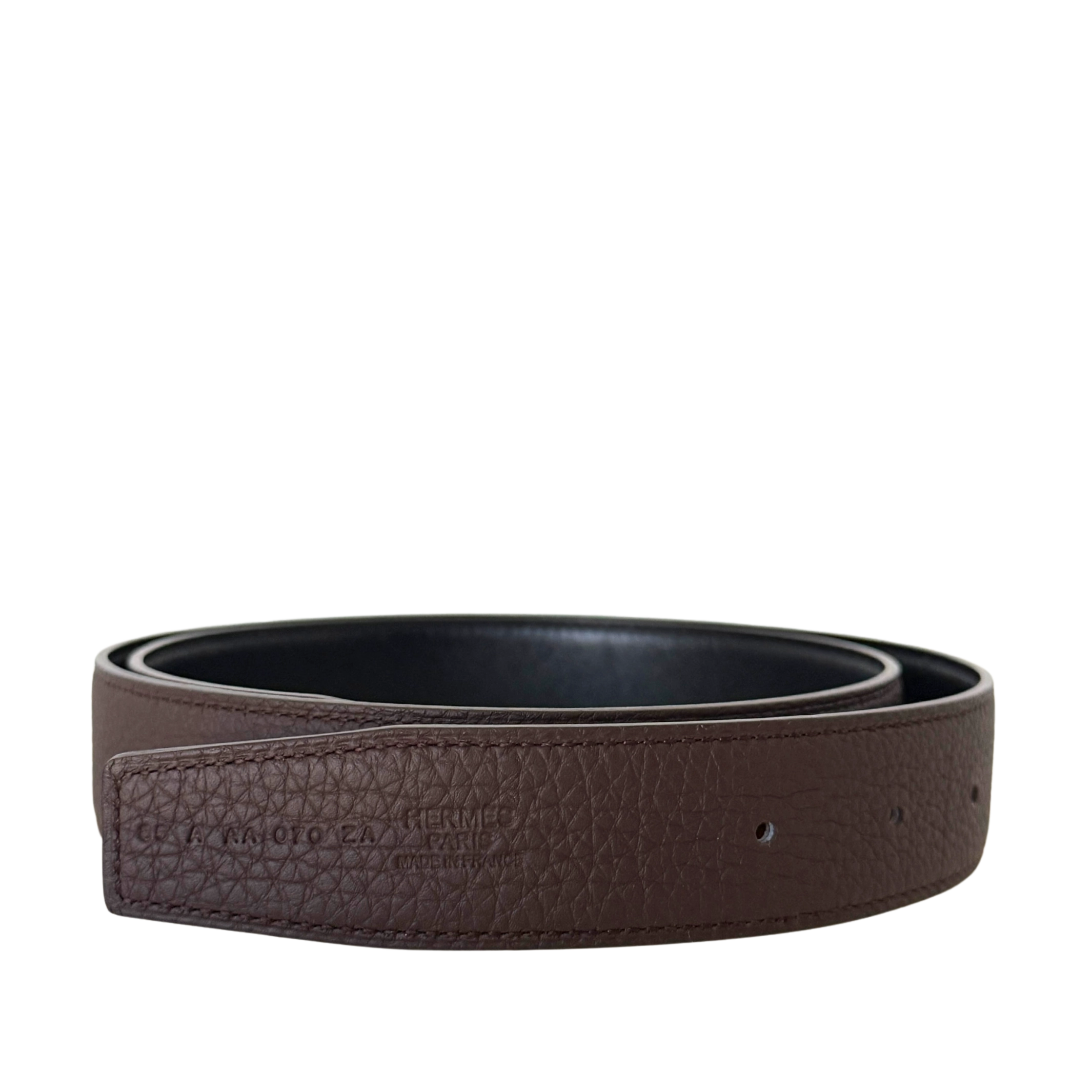 Hermès Cuir de ceinture réversible 32mm Togo 135cm Braun Fullset / neuwertig Hermès