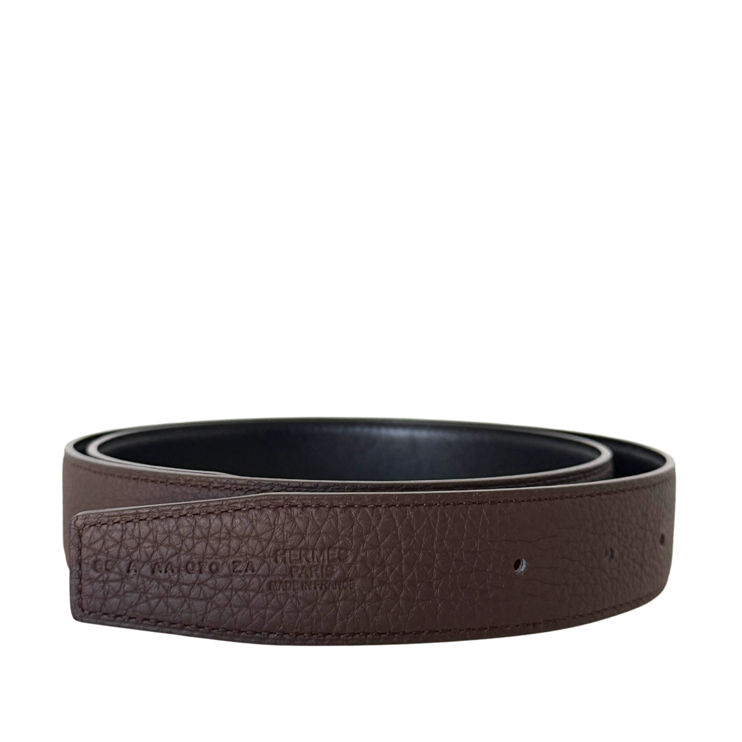 Hermès Cuir de ceinture réversible 32mm Togo 135cm Braun Fullset / neuwertig Hermès