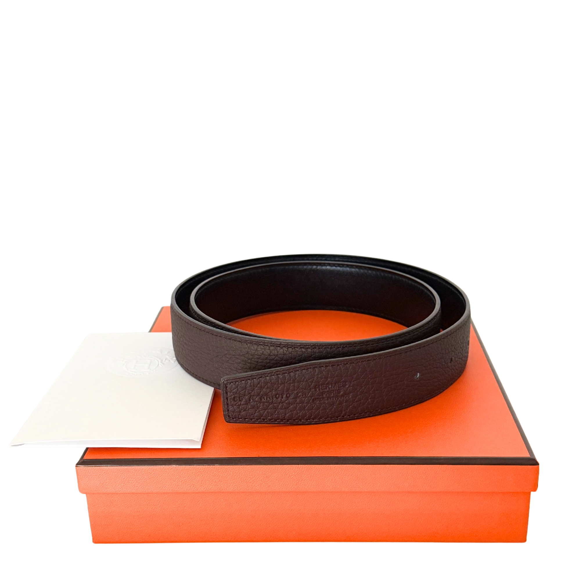 Hermès Cuir de ceinture réversible 32mm Togo 135cm Braun Fullset / neuwertig Hermès