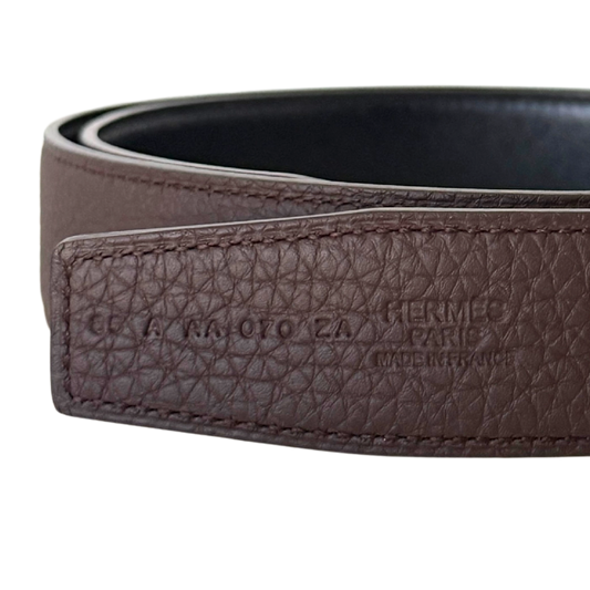 Hermès Cuir de ceinture réversible 32mm Togo 135cm Braun Fullset / neuwertig Hermès