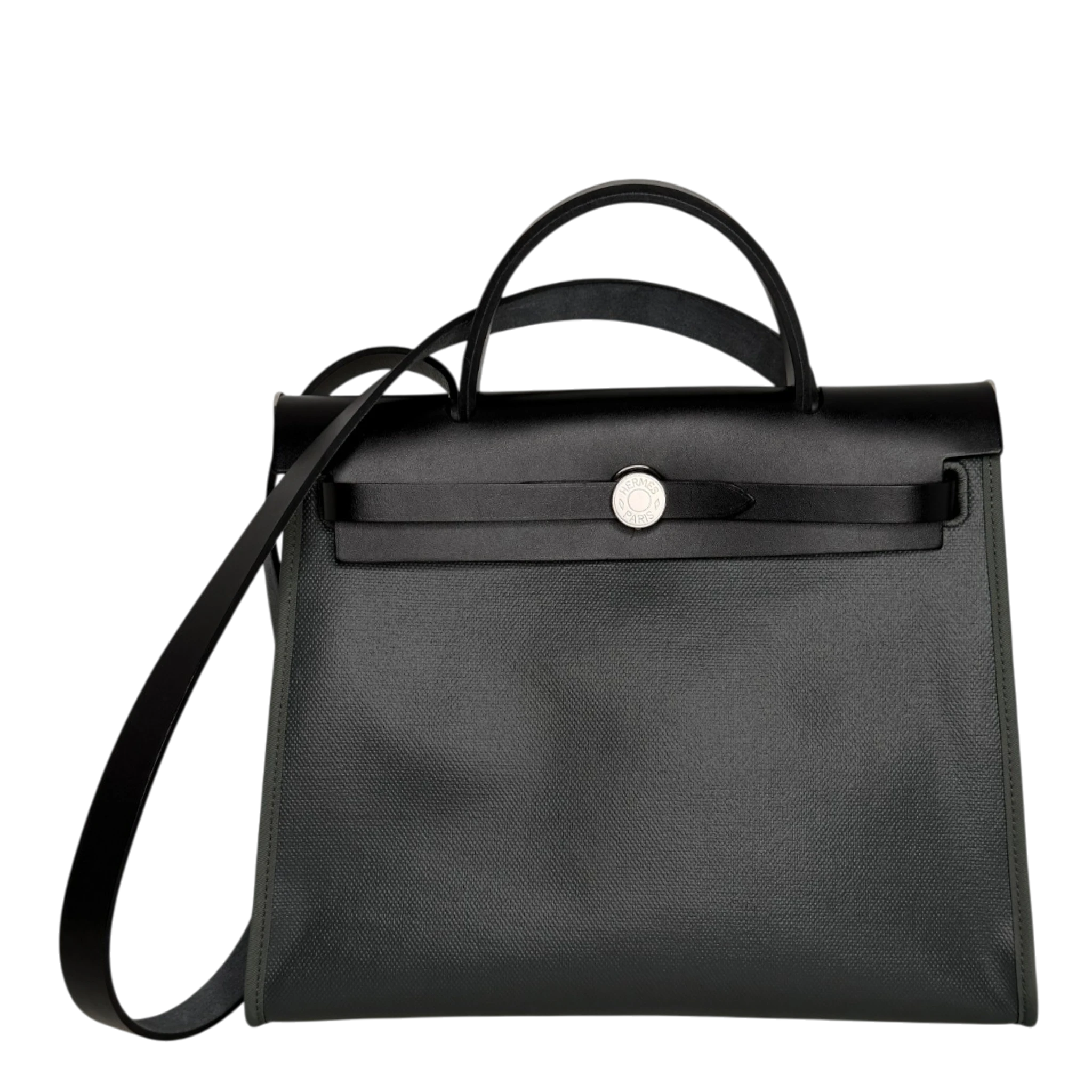 Hermès Herbag Zip 31 Toile Vert Mangrove Noir Palladium Full Set Hermès