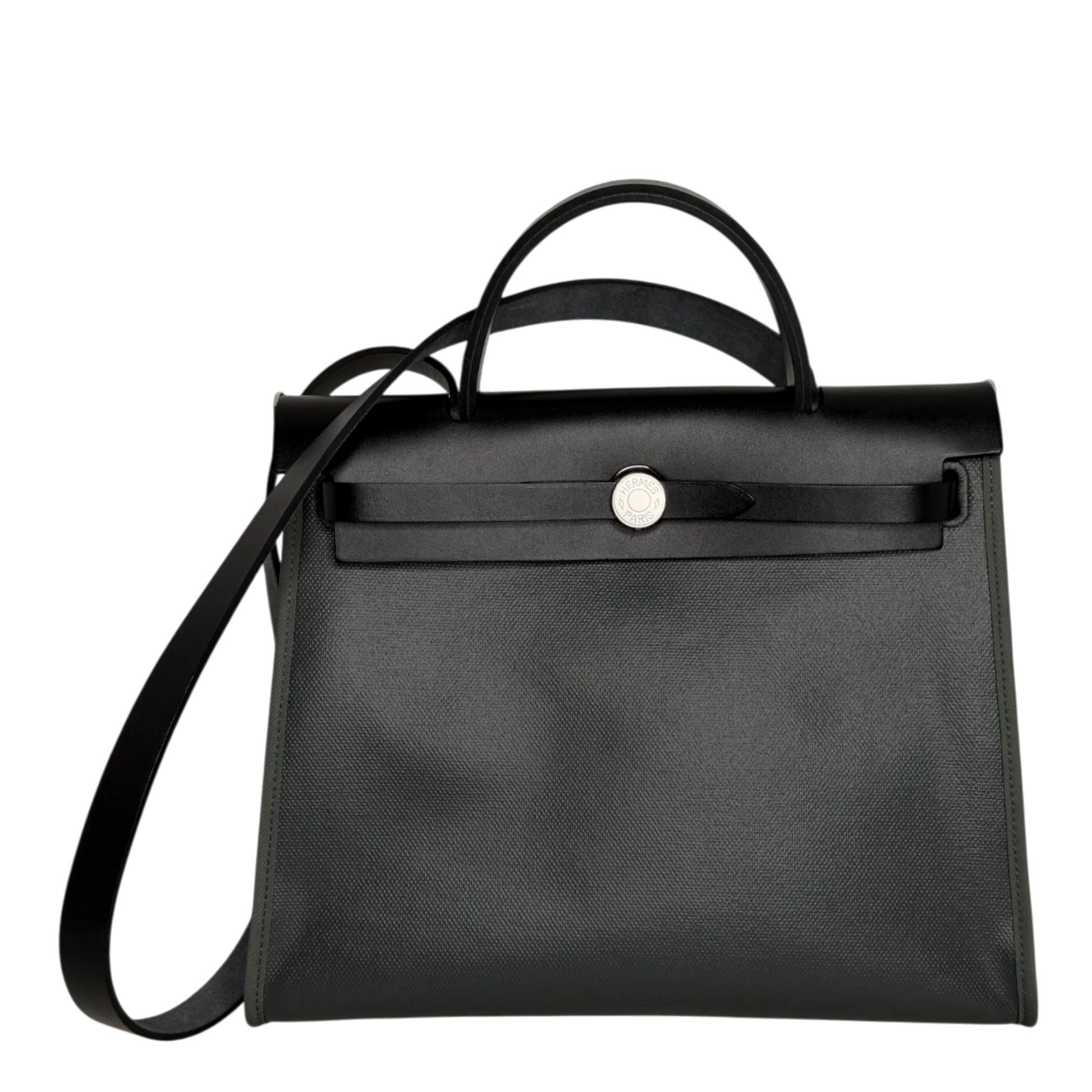 Hermès Herbag Zip 31 Toile Vert Mangrove Noir Palladium Full Set Hermès