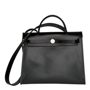 Hermès Herbag Zip 31 Toile Vert Mangrove Noir Palladium Full Set