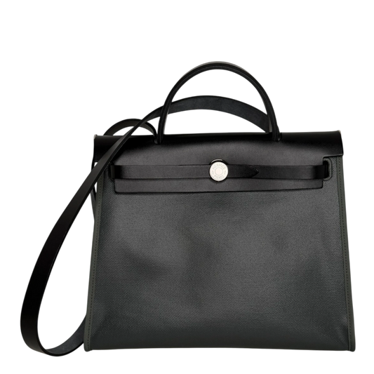 Hermès Herbag Zip 31 Toile Vert Mangrove Noir Palladium Full Set Hermès